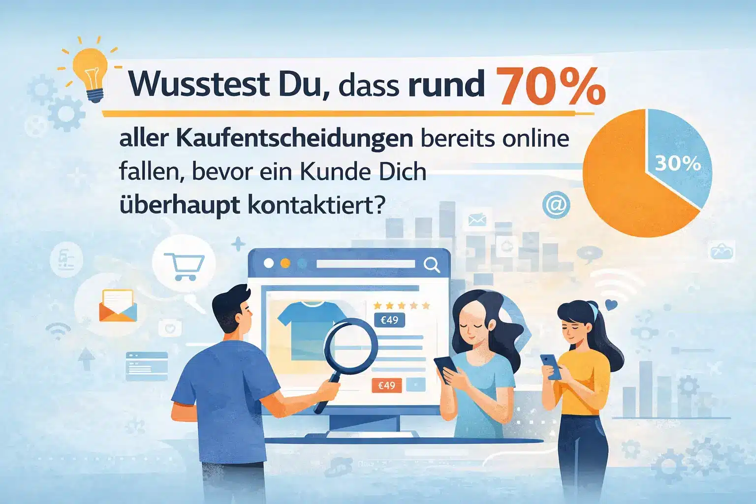 Wusstest Du, dass rund 70 % aller Kaufentscheidungen bereits online fallen
